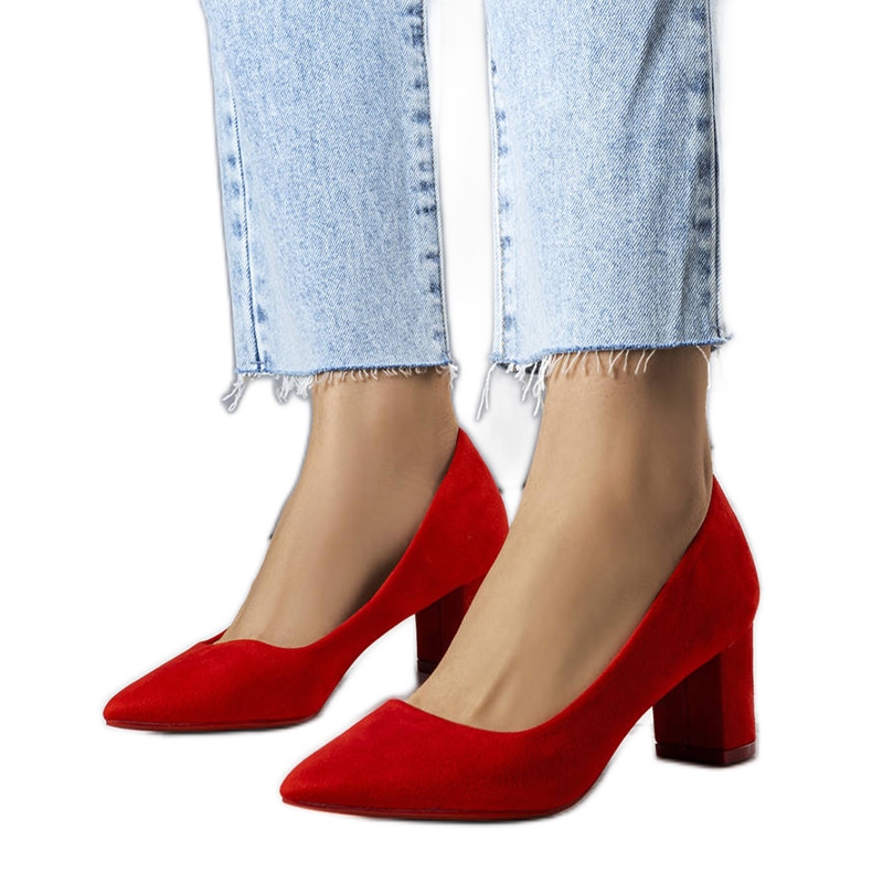 BM Décolleté Demiki rosse con tacco alto rosso