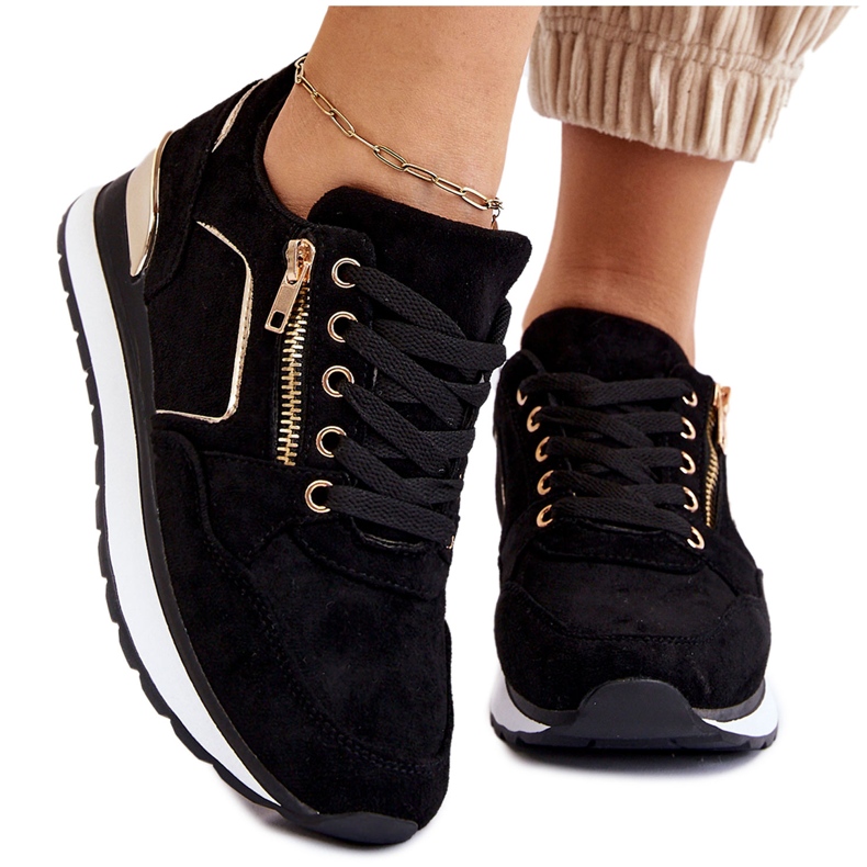 PG1 Scarpe da ginnastica con plateau in pelle scamosciata nera Riverside nero