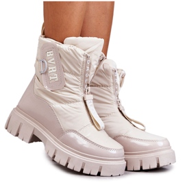 PM1 Stivali da neve caldi beige da donna con cerniera Marit