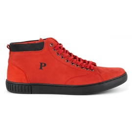 Polbut Scarpe creepers da uomo in pelle 2108sw rosse rosso