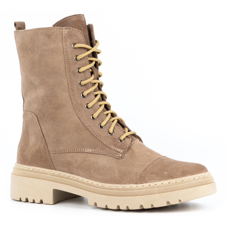 WASAK Stivaletti stringati invernali da donna in pelle 0640 beige