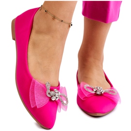 PS1 Ballerine A Punta Da Donna Con Fiocco Decorativo Fucsia Luminoso rosa