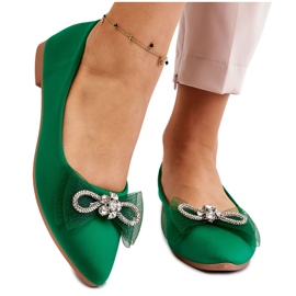 PS1 Ballerine A Punta Da Donna Con Fiocco Decorativo Verde Luminoso