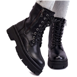 PG1 Stivali Trapper stringati in pelle da donna neri Shanna nero