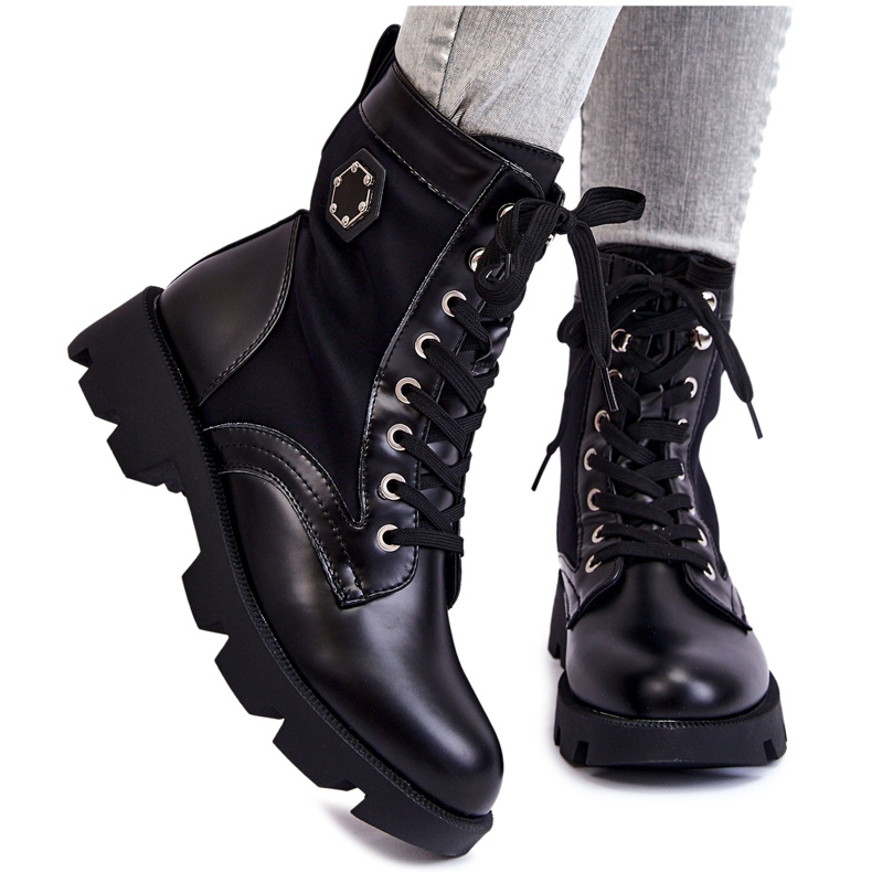 PG1 Stivali Trapper stringati da donna con riscaldamento Nomi nero