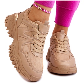 PG1 Scarpe Sportive Classiche Su Una Piattaforma Bowie Beige Scuro