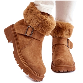 PG1 Stivali con cerniera in pelle scamosciata da donna Camel Conquer con pelliccia marrone