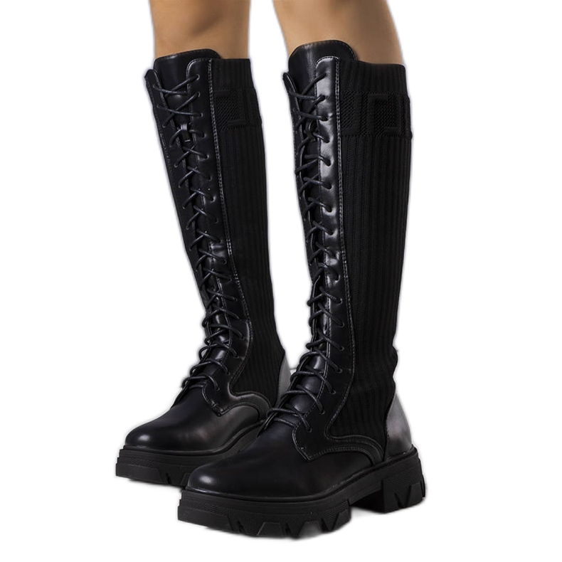 BM Stivali stringati neri di Montis nero