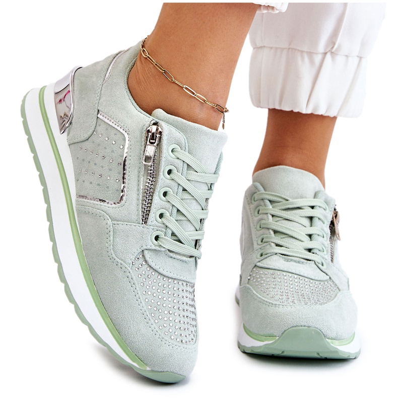 PG1 Scarpe Sportive Da Donna Con Cerniera Decorativa Verde Adrea
