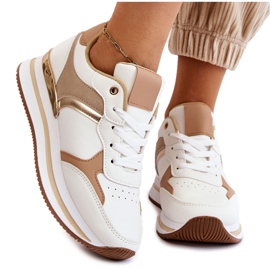 PG1 Scarpe Sportive Con Zeppa Alla Moda Da Donna Bianche E Beige Yuki bianca