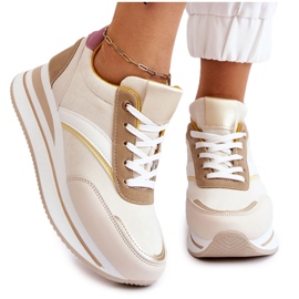 PG1 Sneakers con zeppa beige Hermain bianca