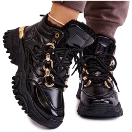 Stivali sportivi isolati da donna Lace-Up Trappers Black Bastini nero