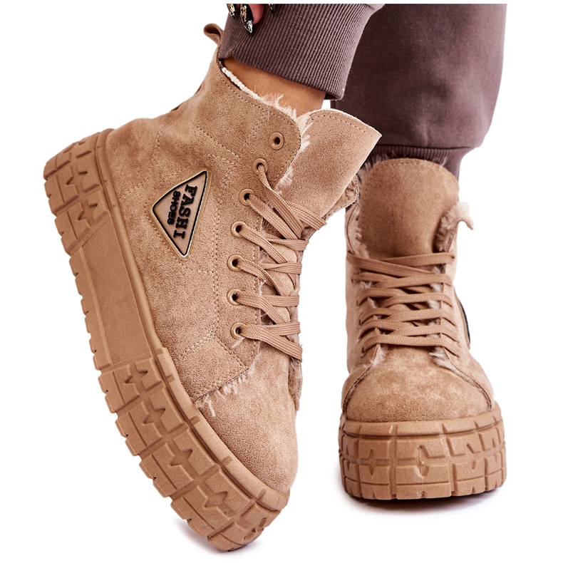 PM1 Scarpe da ginnastica alte in pelle scamosciata beige Evren