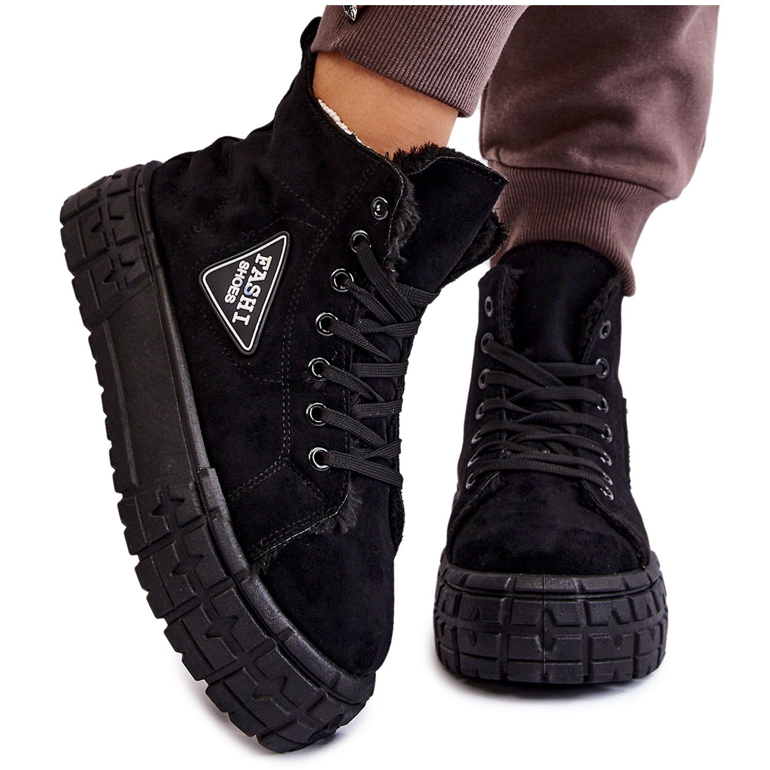 PM1 Scarpe da ginnastica alte in pelle scamosciata nere Evren nero