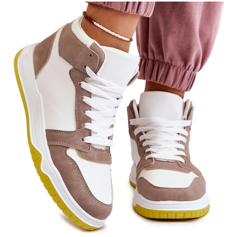 BM Scarpe Sportive Sneakers Alte Donna Bianche e Beige Rumor bianca
