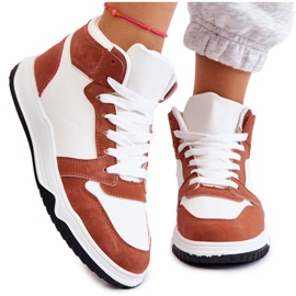 BM Scarpe Sportive Donna Alte Sneakers White Camel Rumor bianco marrone