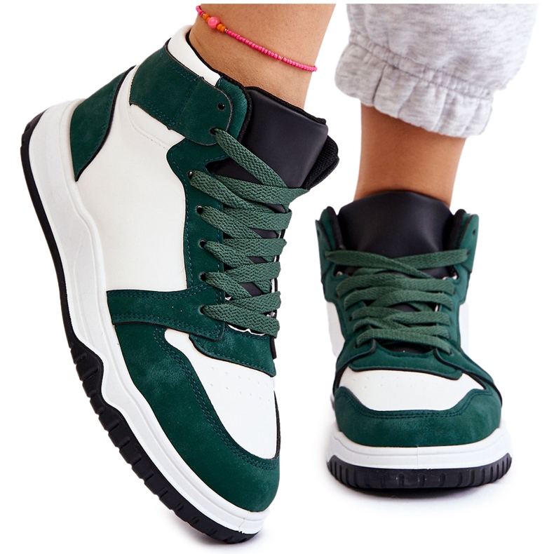 BM Scarpe Sportive Sneakers Alte Donna Bianco-Verde Rumor bianca