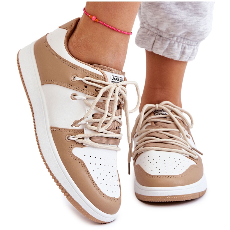 BM Scarpe da ginnastica classiche con doppio laccio da donna Jella bianco-beige bianca