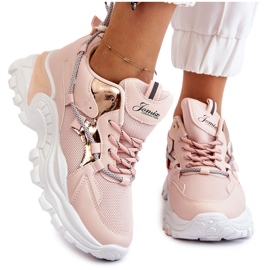 PA1 Scarpe Sportive Da Donna Allacciate Con Plateau Rosa Minea