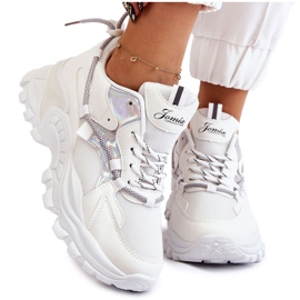 PA1 Scarpe Sportive Da Donna Allacciate Con Plateau Bianco Minea