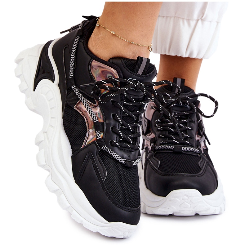 PA1 Scarpe Sportive Da Donna Allacciate Sulla Piattaforma Nere Minea nero