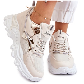 PA1 Scarpe Sportive Da Donna Stringate Sulla Piattaforma Beige Minea