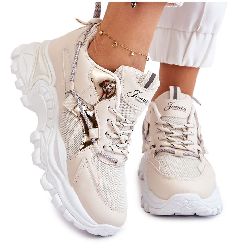 PA1 Scarpe Sportive Da Donna Stringate Sulla Piattaforma Beige Minea