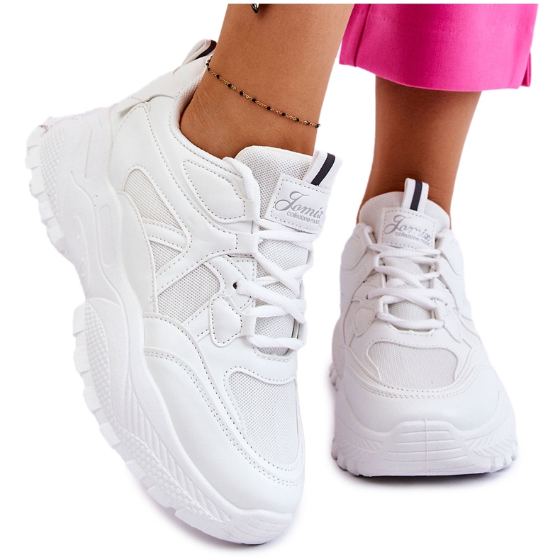 BM Sneakers Classiche Platform Bianche Larec bianca