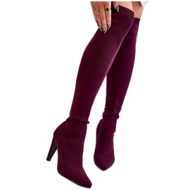 BM Stivali Tacco Alto Con Calzino Bordeaux Renoli rosso multicolore