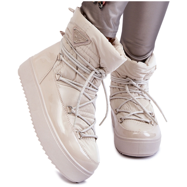PM1 Stivali da neve stringati alla moda da donna Carrios beige chiaro