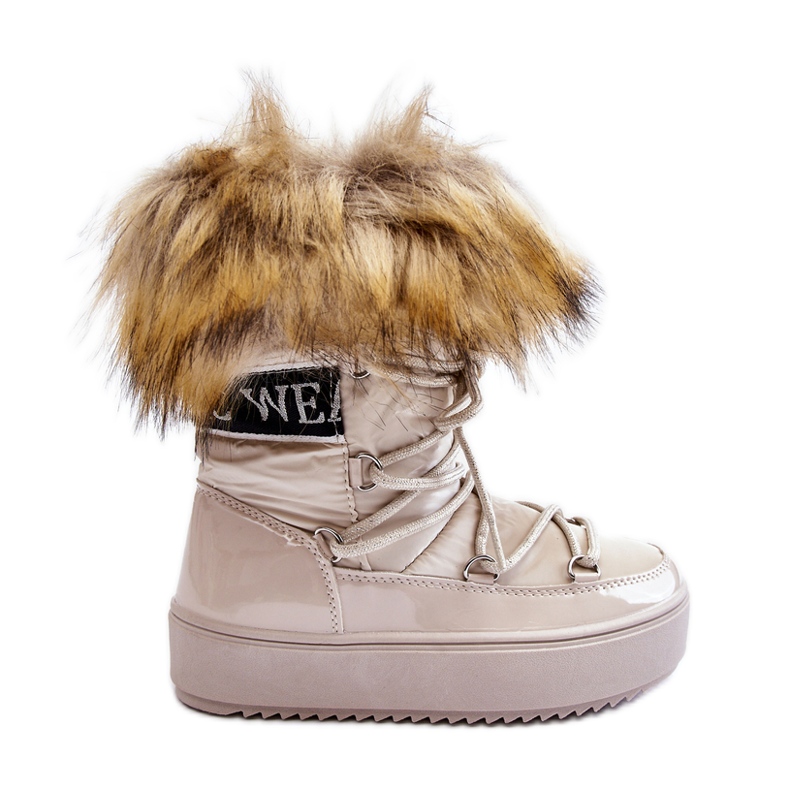 Stivali da neve isolati con lacci per bambini Colioris beige marrone