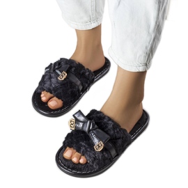 Pantofole nere con fiocco di Peter nero