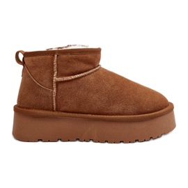 Stivali da neve bassi alla moda in pelle scamosciata Camel Nucca marrone