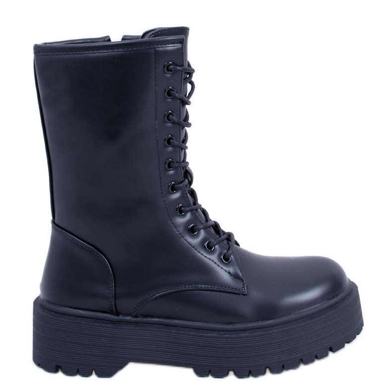 BM Stivali stringati su suola alta Rage Black nero