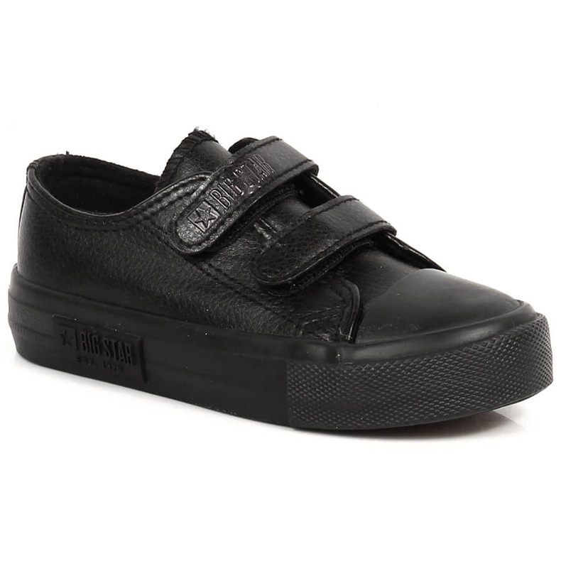 Sneakers da bambino in ecopelle con velcro Big Star nera KK374092 nero