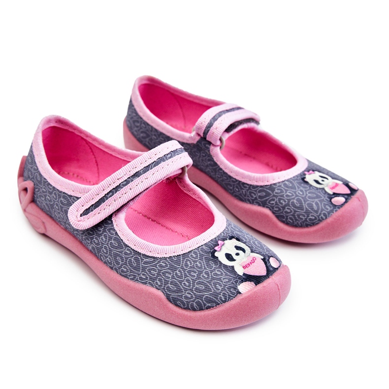 BEFADO S.A. Pantofole per bambini Befado Panda 114X506 Grigio-Rosa