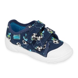 Pantofole per bambini Befado con velcro e palline 907P154, blu navy
