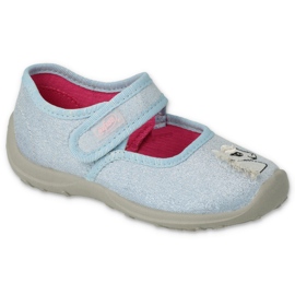 Ciabatte per bambini Befado con velcro 661X011 blu con applicazione
