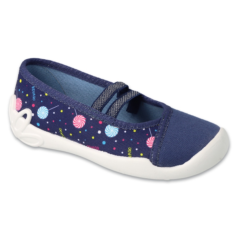 Slifori per bambini di Befado 116Y316 blu navy con applicazioni colorate