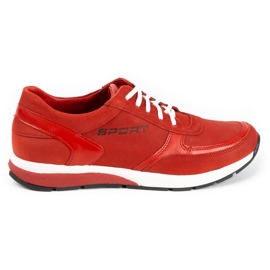 Polbut Scarpa da uomo Sport C47 in pelle rossa rosso