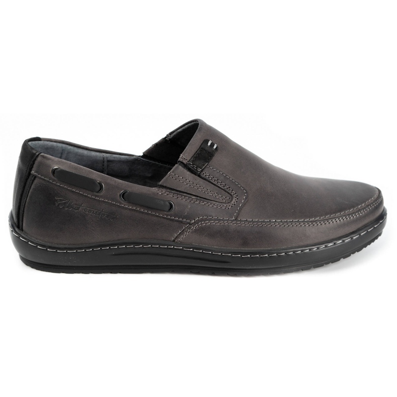 Polbut Scarpe mocassini da uomo in pelle J68/2 grigio