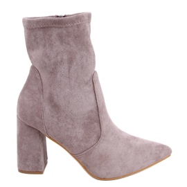 PA1 Stivali con tacco Natalie Khaki in camoscio beige