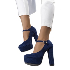 Décolleté blu navy con tacco alto di Nathanael