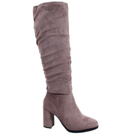 PA1 Classici stivali con tacco di Vilma Khaki beige