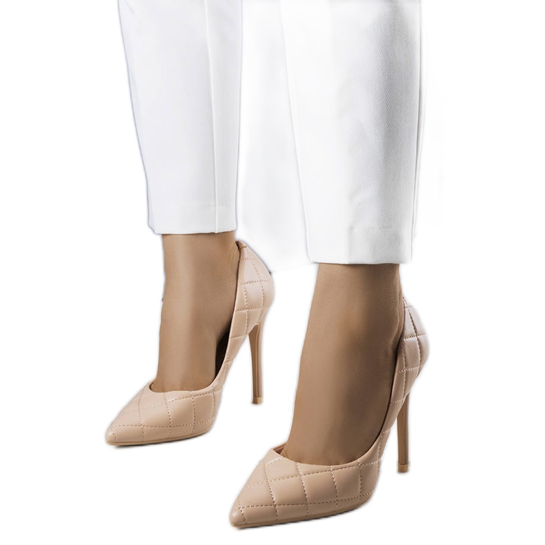 Lore tacco alto trapuntato beige