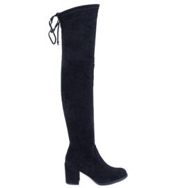 PA1 Stivali alti alla coscia con tacco di Winona Black nero