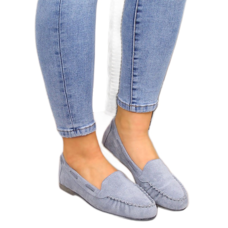 Mocassini da donna in camoscio blu Sergio Leone MK722