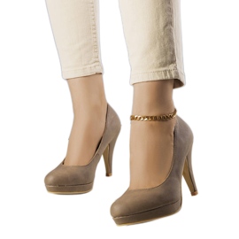 Décolleté tacco alto Emily marrone beige