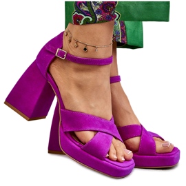 Lewski Shoes Sandali con tacco alto in pelle scamosciata da donna Scarpe Leski 3221 Fucsia rosa