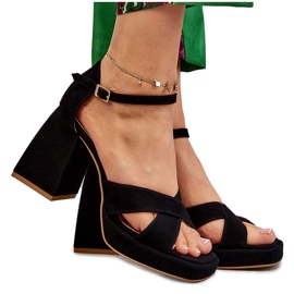 Lewski Shoes Sandali con tacco alto in pelle scamosciata da donna Scarpe Leski 3221 nere nero